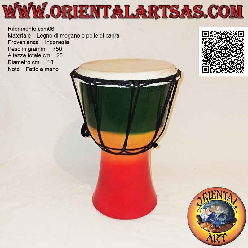 Djembé bongo "Décor Jamaïque" 25 cm, peint à la main, en bois d'acajou et cuir de chèvre (5)