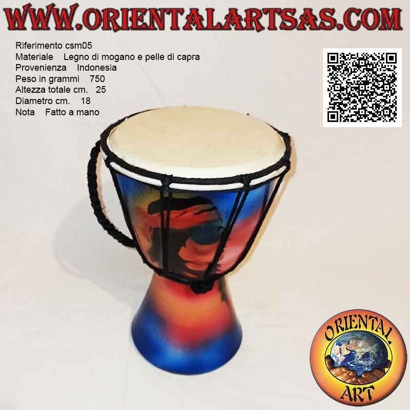 Djembé bongo "Décor Jamaïque" 25 cm, peint à la main, en bois d'acajou et cuir de chèvre (4)