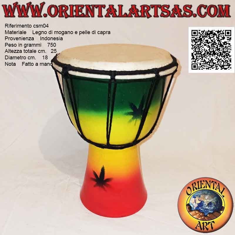 Bongo djembé "Jamaica decoration" 25 cm, hand painted, in mahogany wood and goatskin (3)