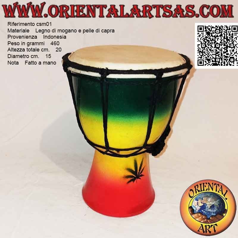 20 cm "Jamaica decoration" djembé bongo, hand painted, in mahogany wood and goatskin
