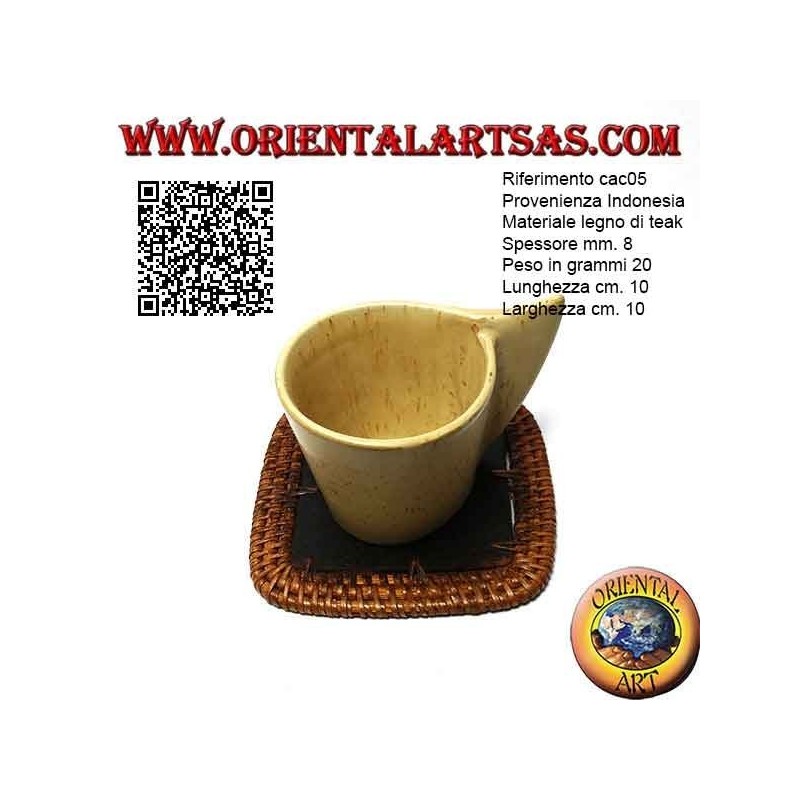 Quadratischer Korbuntersetzer und 10 cm Teakholzmitte (dunkel)