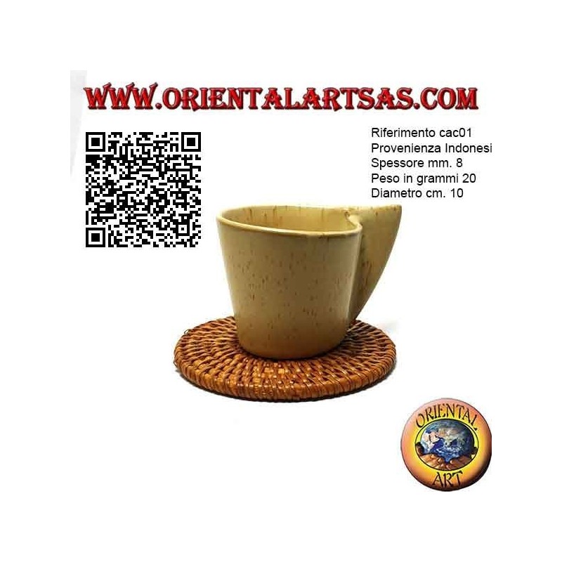 Dessous de verre rond en rotin roulé 10 cm