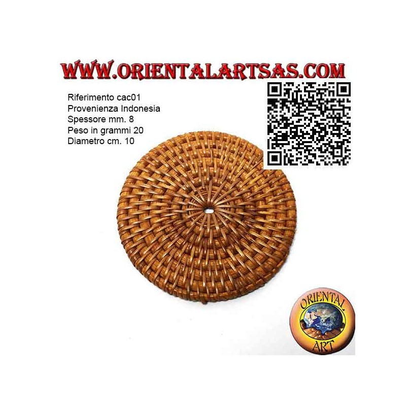 Round coaster in rolled rattan 10 cm