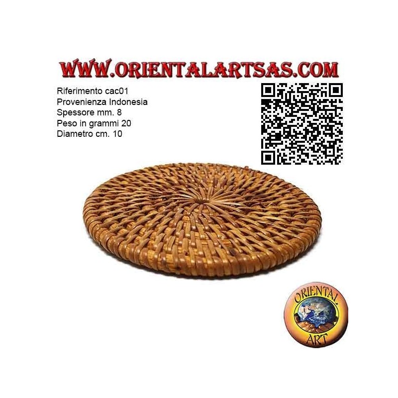 Runder Untersetzer aus gerolltem Rattan 10 cm