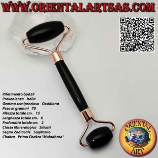 Natural black obsidian face roller for Gua Sha