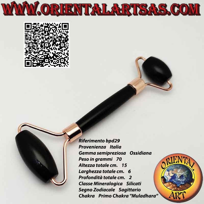 Natural black obsidian face roller for Gua Sha