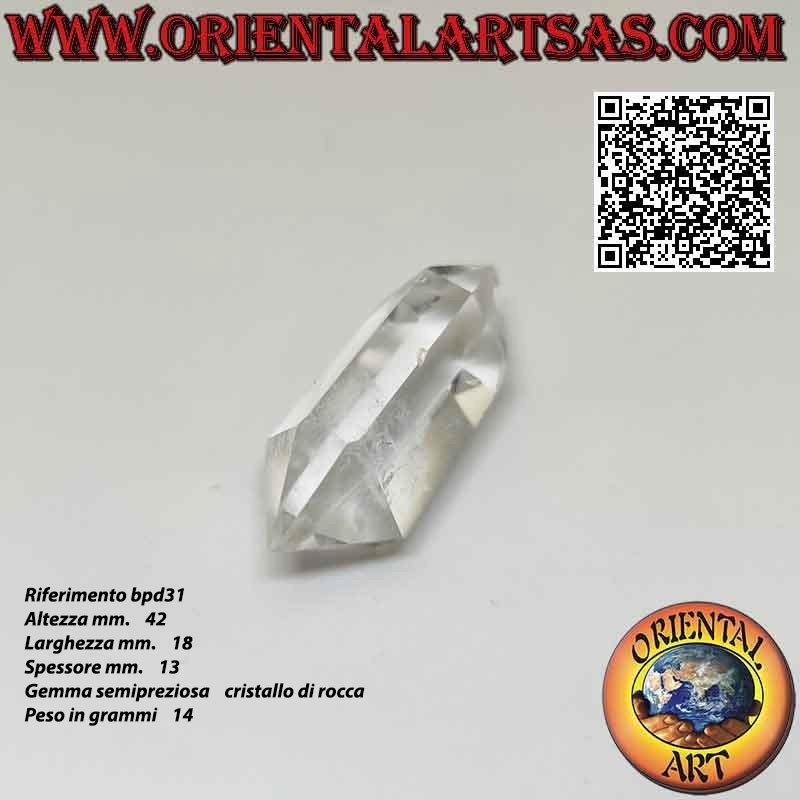 Doppelsechseckige Prismenspitze aus Bergkristall mit zwei Enden (hyaliner Quarz) (d)