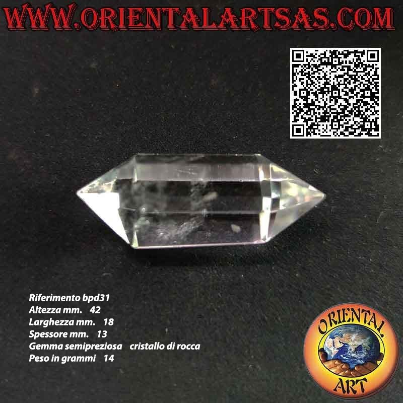 Pointe de prisme hexagonal double en cristal de roche bi-terminé (quartz hyalin) (d)