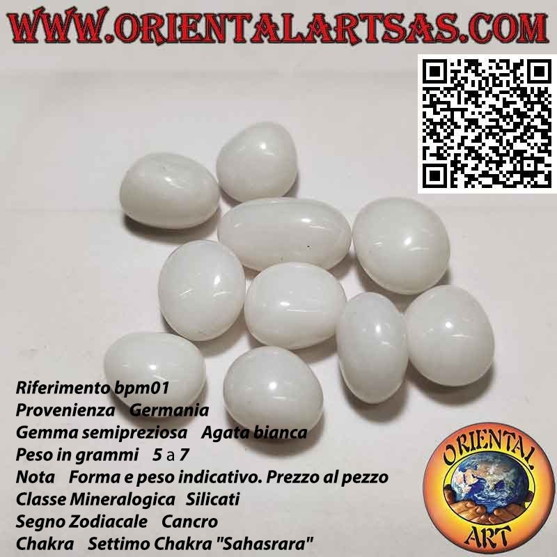 Tumbled white agate