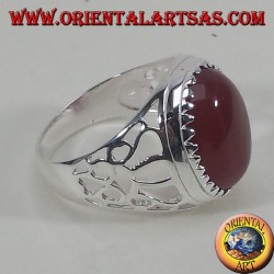 Anillo de plata tallado con cornalina ovalada