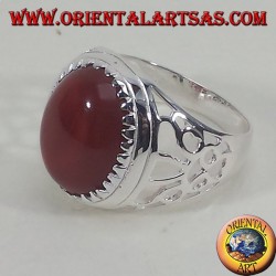 Silberring mit ovalen Karneol geschnitzt