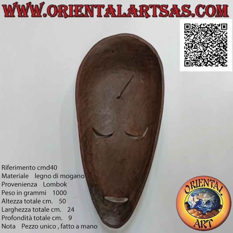 Máscara aborigen tradicional de Lombok en madera de caoba con tatuajes pintados (geckos), 50 x 24 cm