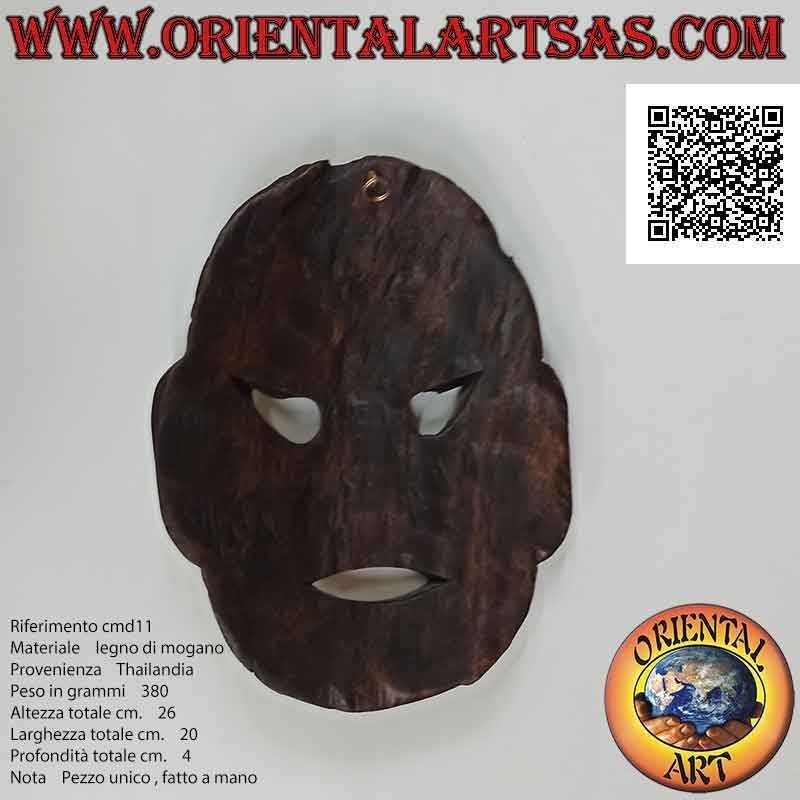 Masque du maître d'arts martiaux thaïlandais en bois d'acajou, 26 x 20 cm