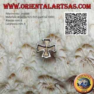 Mini orecchino in argento, croce dei Templari concava all'interno