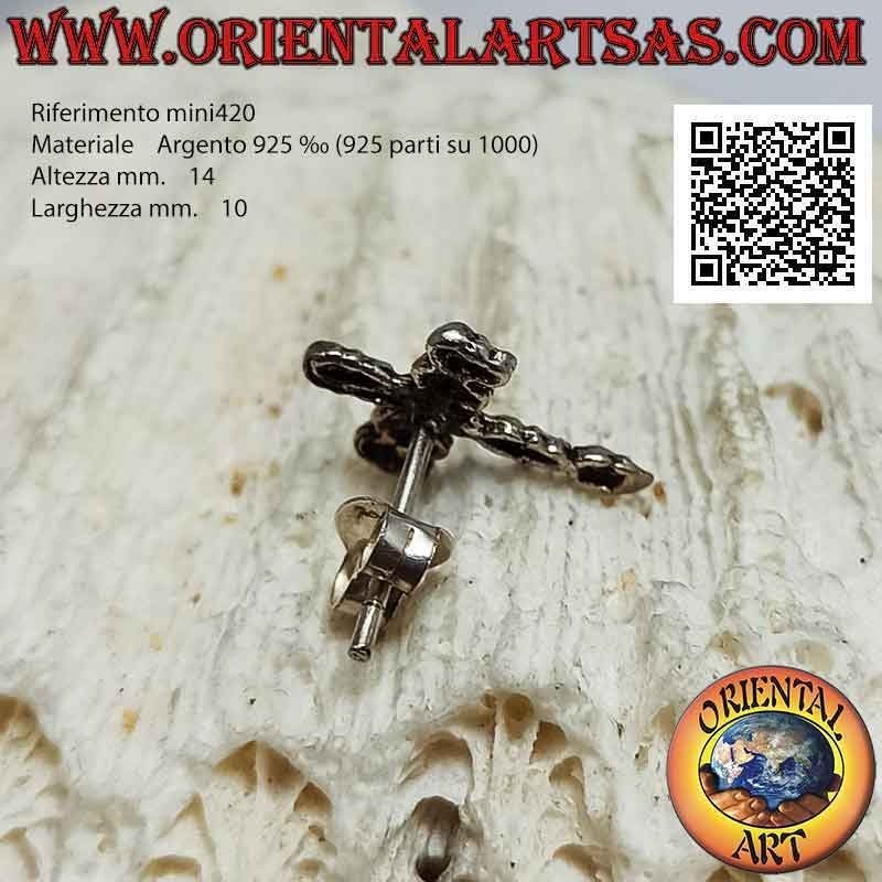 Mini-Silberohrring, das Totenkopfkreuz