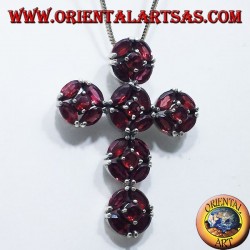 pendentif en argent, croiser avec grenats