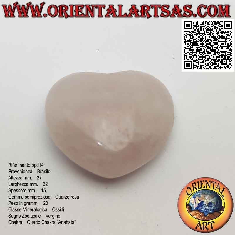 27 mm x 32 mm Rosenquarz-Herz