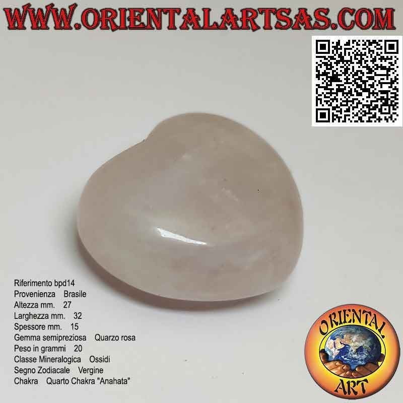 Coeur de quartz rose 27 mm x 32 mm