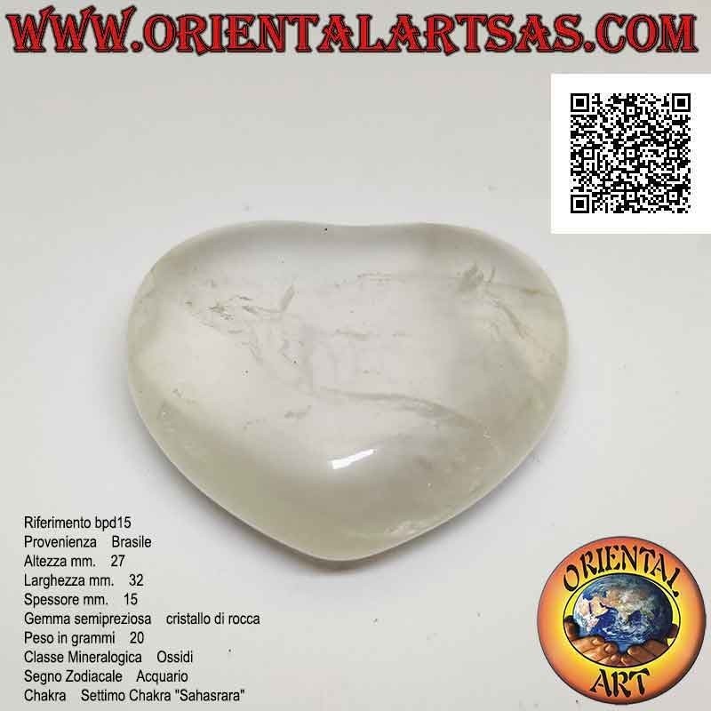 Cuore di quarzo ialino (cristallo di rocca) da 27 mm x 32 mm