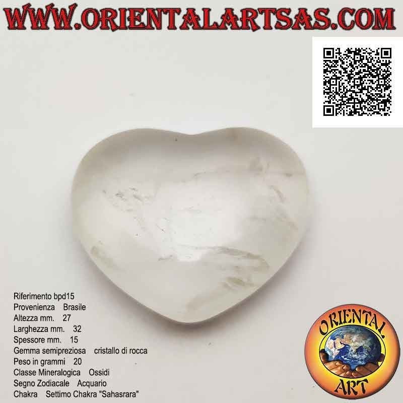 27 mm x 32 mm hyaliner Quarz (Bergkristall) Herz