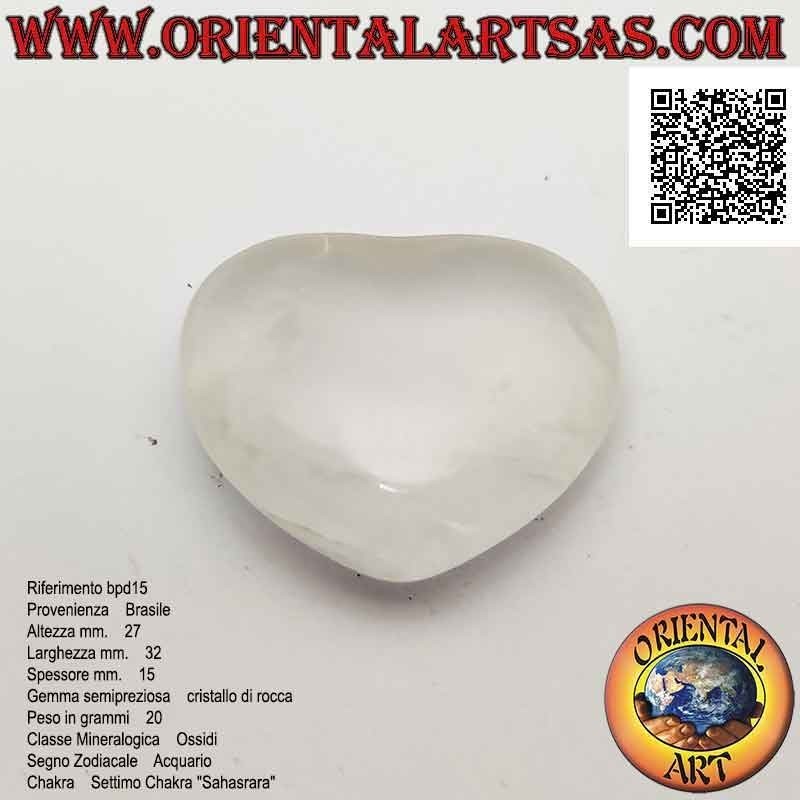 Cuore di quarzo ialino (cristallo di rocca) da 27 mm x 32 mm