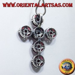 pendentif en argent, croiser avec grenats