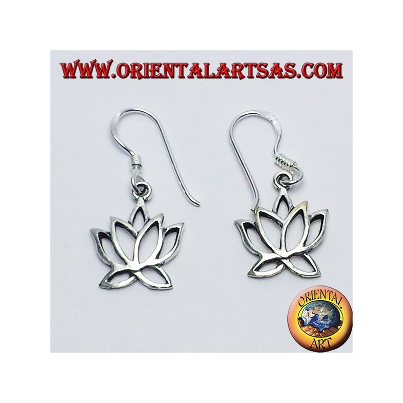 silver earrings, lotus flower