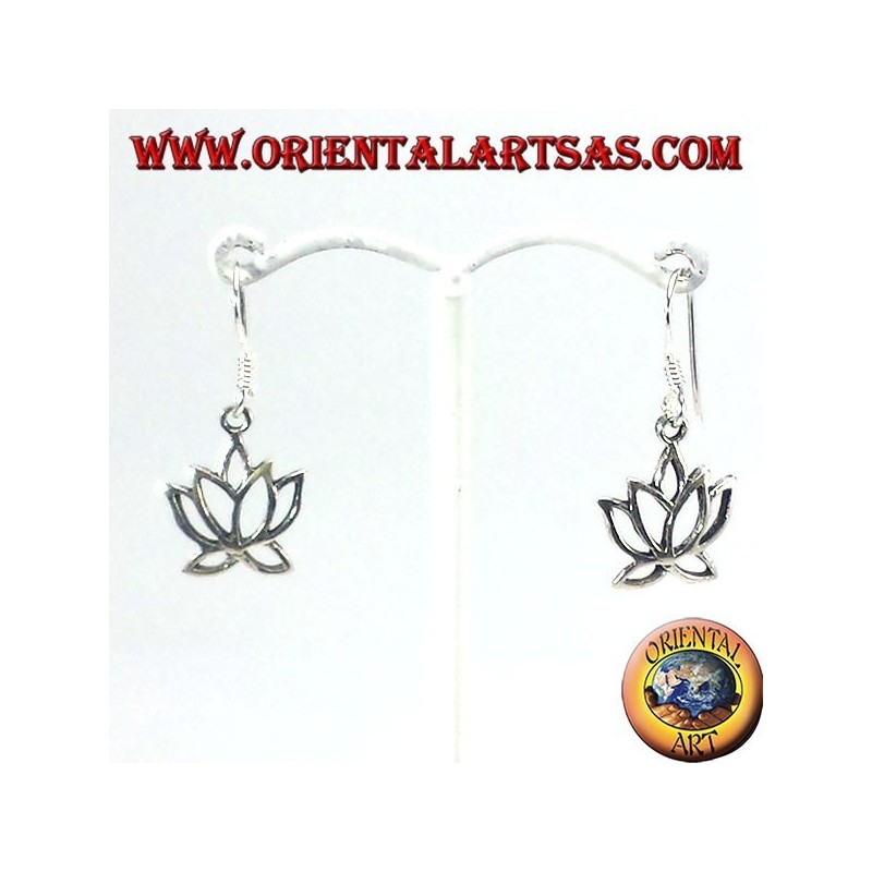 silver earrings, lotus flower