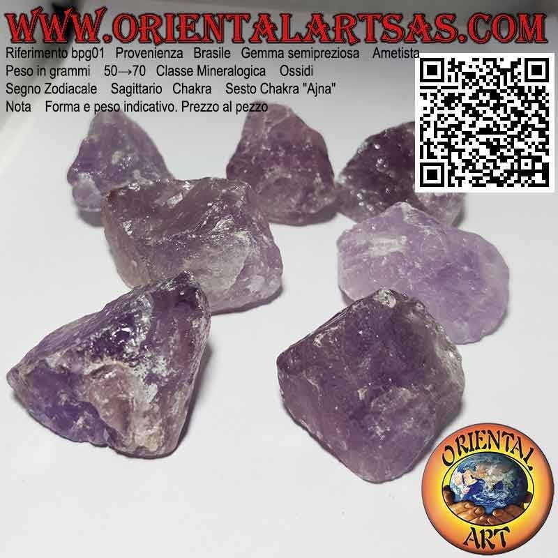 Amatista en bruto (Brasil), 50g → 70g