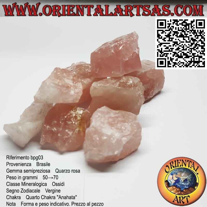 Quarzo Rosa grezzo (50 g→70 g)