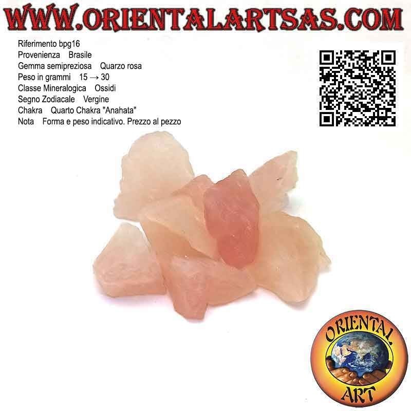 Cuarzo rosa crudo (15 g → 30 g)