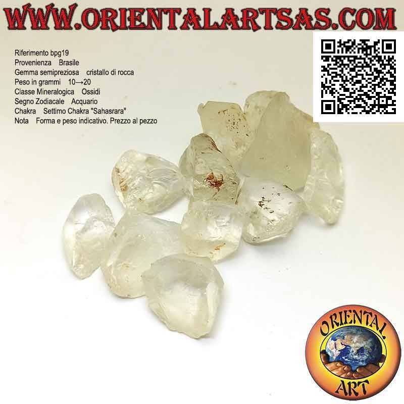 Cuarzo hialino crudo (cristal de roca), 10 g → 20 g