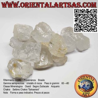Cuarzo hialino crudo (cristal de roca), 60 g → 80 g