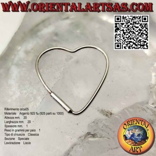 Boucles d'oreilles en fil d'argent, coeur enfilable (différentes tailles)