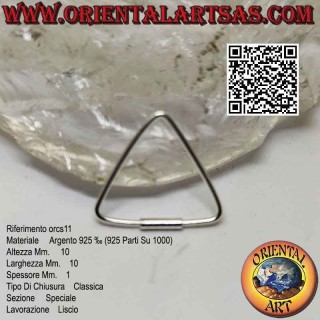 Silver wire earrings, threadable triangle (various sizes)