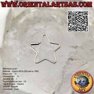 Pendientes hilo de plata, estrella ensartable (varios tamaños)