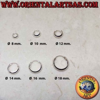 Silver earrings, 4 mm wide flat rounded smooth circles (classic), various sizes
