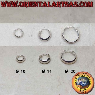 Pendientes de plata, círculos planos redondeados lisos de 5 mm de ancho (clásico), varios tamaños