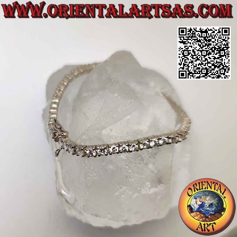 Bracelet tennis en argent 925 ‰ avec zircons blancs naturels de 3 mm