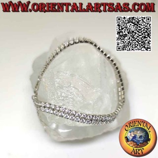Pulsera tenis en plata 925‰ doble hilera de circonitas naturales de 2 mm engastadas (ajustables)