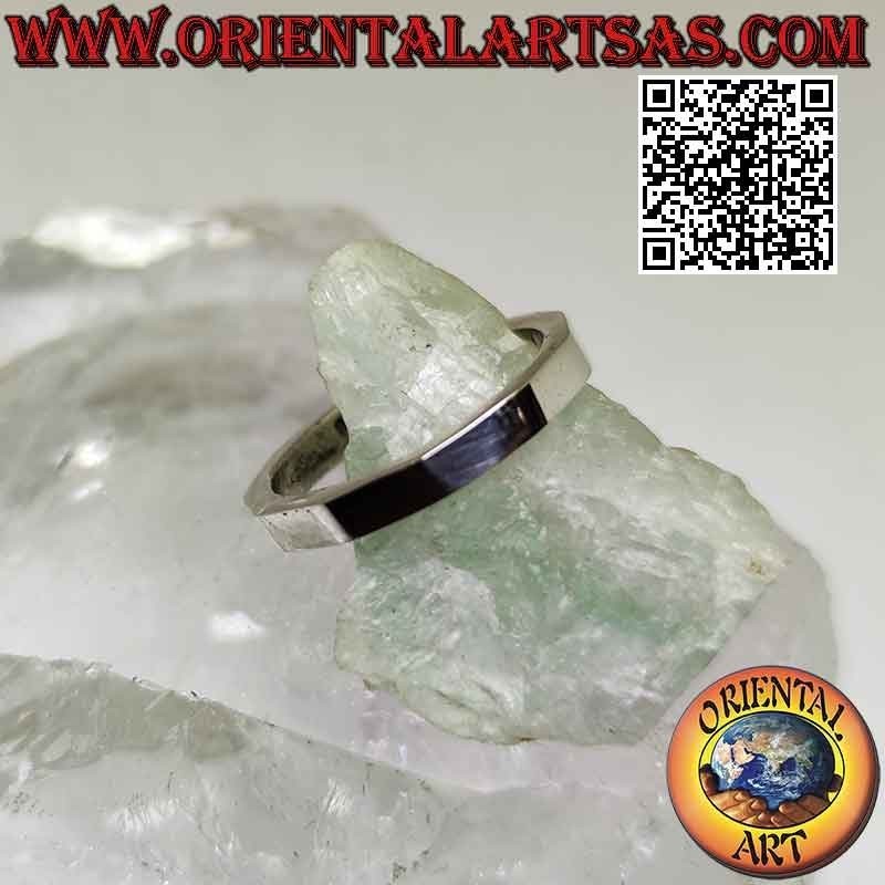 Bague en argent lisse avec bande décagonale à intérieur rond
