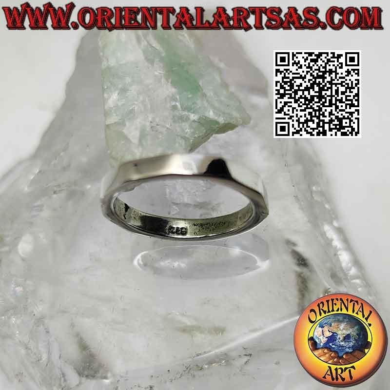 Bague en argent lisse avec bande décagonale à intérieur rond