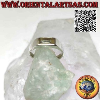 Silver ring with horizontal rectangular citrine in smooth setting