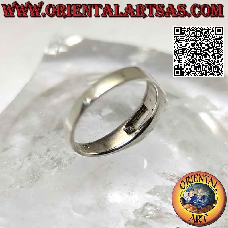 Silver ring with horizontal rectangular citrine in smooth setting