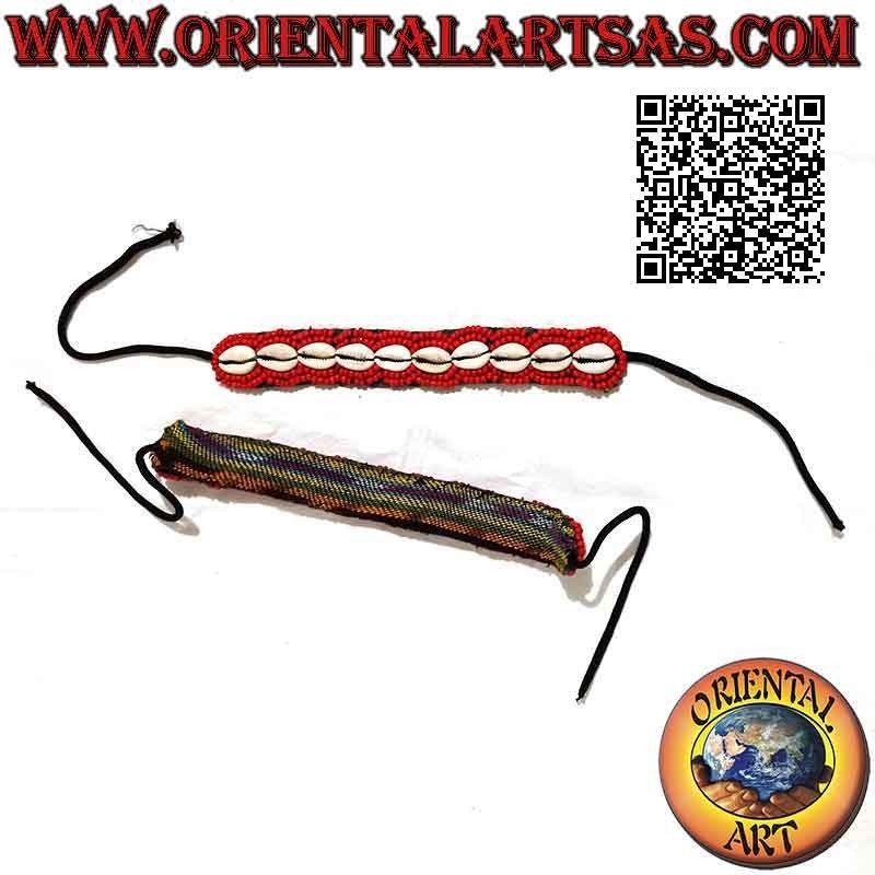 Pulsera de 1 fila con conchas de cauri y cuentas de colores (cierre de nudo)