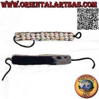 2-reihiges Armband mit Cauri-Muscheln und farbigen Perlen (Knotenverschluss)