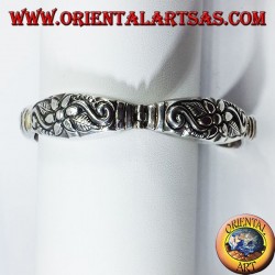 Bracelet argent demi fleur main ciselé