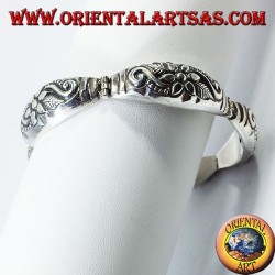 Silber-Armband halb gemeißelten Blumen Hand