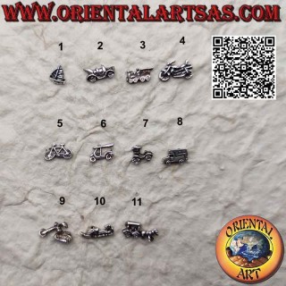 Mini-Silberohrring, die verschiedenen Transportmittel (Boot, Auto, Zug, Motorrad, Fahrrad, etc ...)