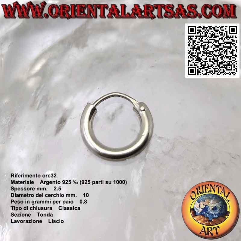 Silberne Ohrringe, einfache glatte 2,5 mm dicke Kreise (klassisch)